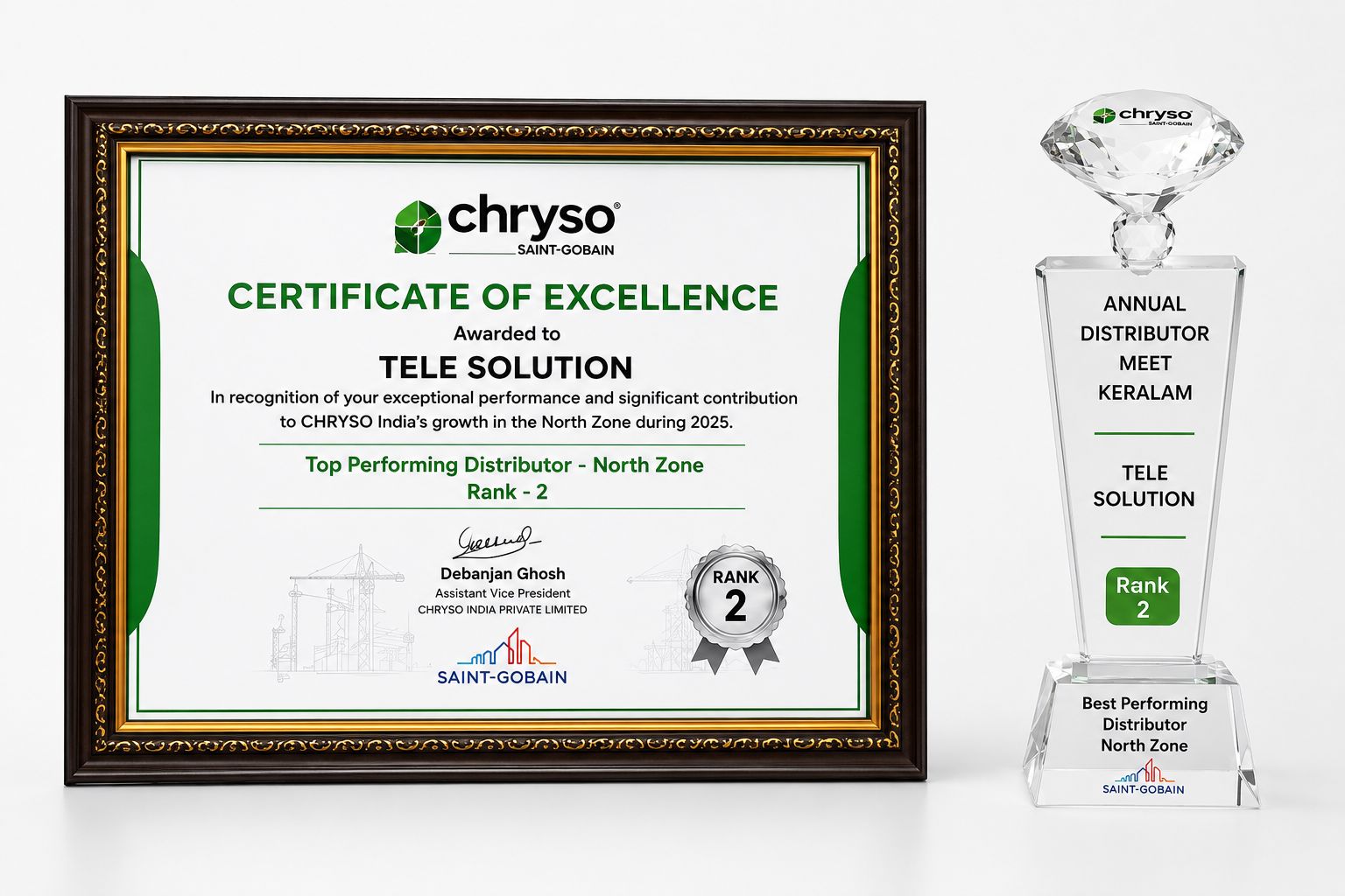Award recognising Tele Solution's quality and compliance standards