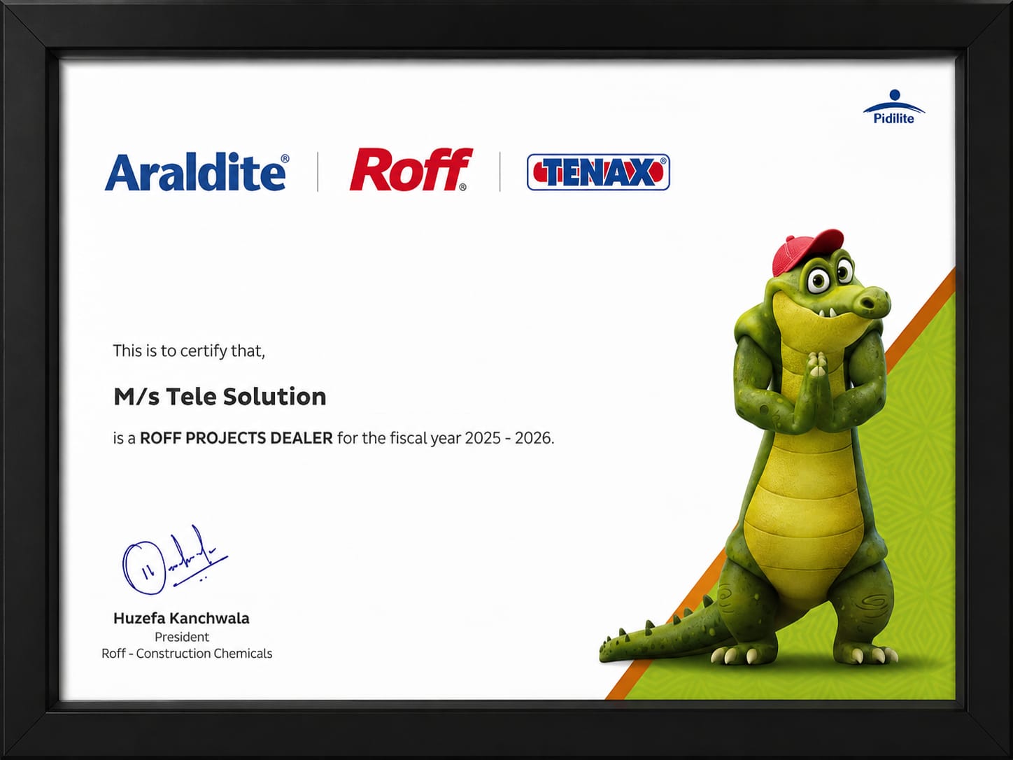 Award recognising Tele Solution's distribution excellence